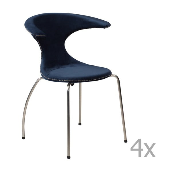 Sada 4 tmavě modrých jídelních židlí s kovovým podnožím DAN– FORM Flair
