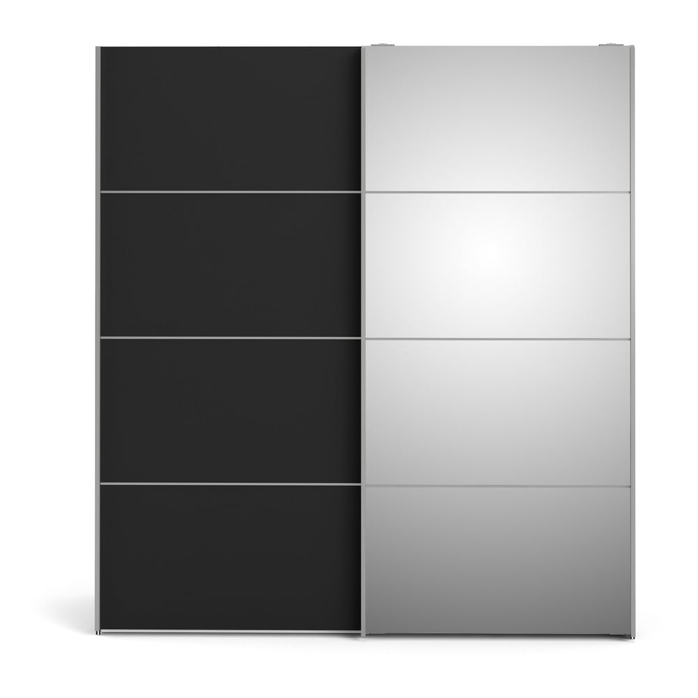 Černá šatní skříň se zrcadlem a posuvnými dveřmi 182x202 cm Verona - Tvilum
