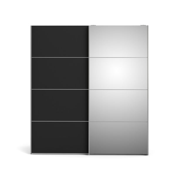 Černá šatní skříň se zrcadlem a posuvnými dveřmi 182x202 cm Verona - Tvilum