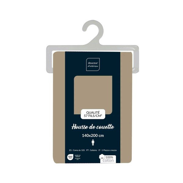 Světle hnědý bavlněný povlak na peřinu na jednolůžko 140x200 cm Lina – douceur d'intérieur-image-2