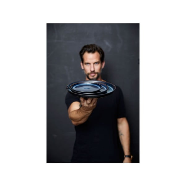 Černý/modrý dezertní  talíř z kameniny ø 17 cm Gastro Dark Blue/Black – Bitz-image-4