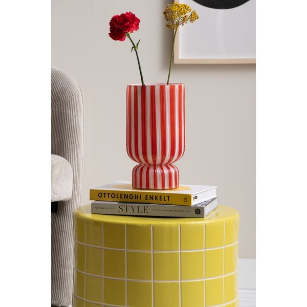 Červená skleněná váza (výška 26 cm) Rayado Retro – PT LIVING-image-1