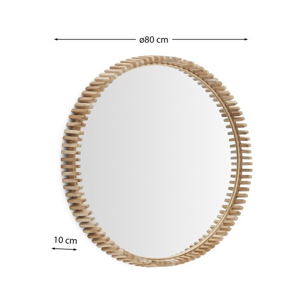 Nástěnné zrcadlo s dřevěným rámem ø 80 cm Polke – Kave Home-image-4