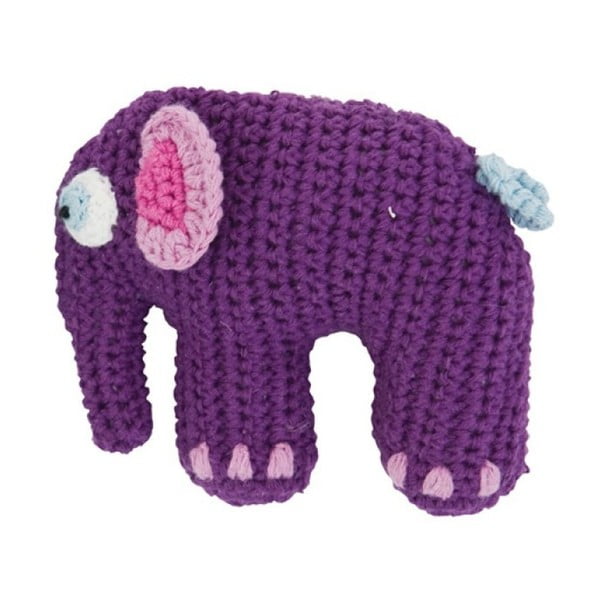 Pletená fialová dětská hračka Sebra Crochet Elephant
