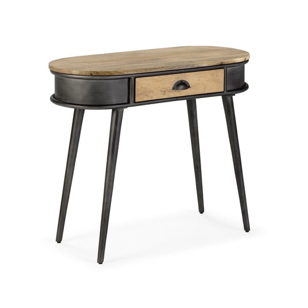 Černý/v přírodní barvě konzolový stolek 38x90 cm Delhi – MOME-image-1