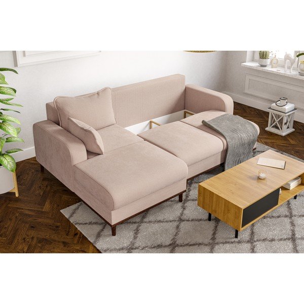 Béžová manšestrová rohová pohovka (levý roh) Beata – Ropez-image-1