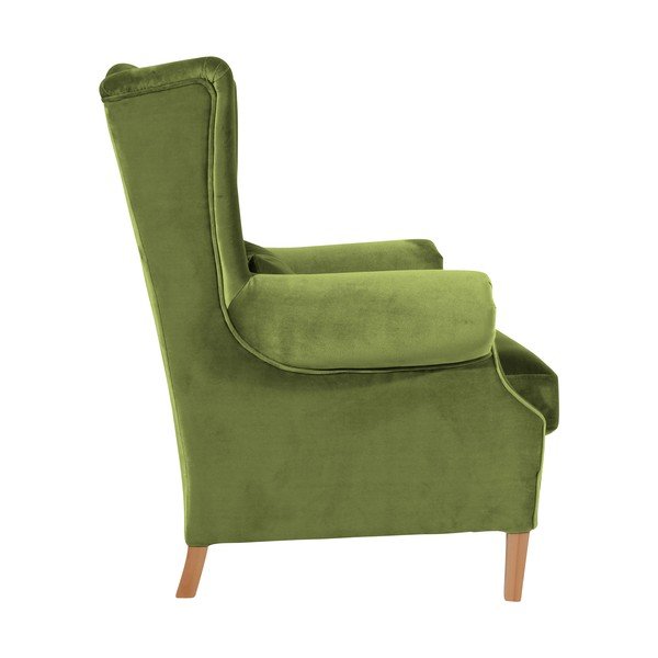Olivově zelené sametové křeslo ušák Max Winzer Harvey Velvet-image-4