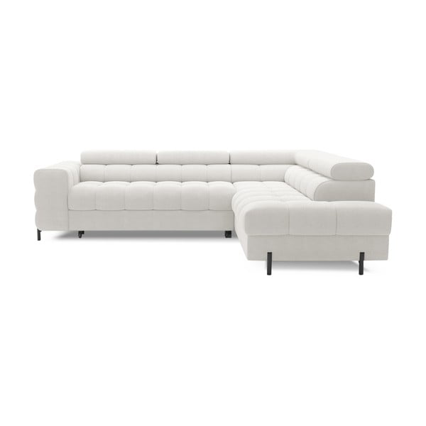 Krémová rozkládací/s úložným prostorem rohová pohovka z textilie bouclé (pravý roh/do L) Ferucce – ELTAP-image-2