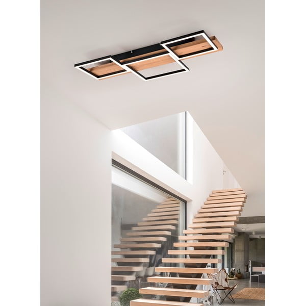 LED stmívatelné stropní svítidlo v černo-přírodní barvě 34x65 cm Harper – Trio-image-1