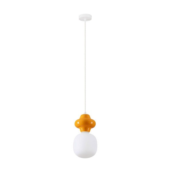 Bílé/oranžové keramické závěsné svítidlo se skleněným stínidlem ø 18 cm Clio – Nova Luce