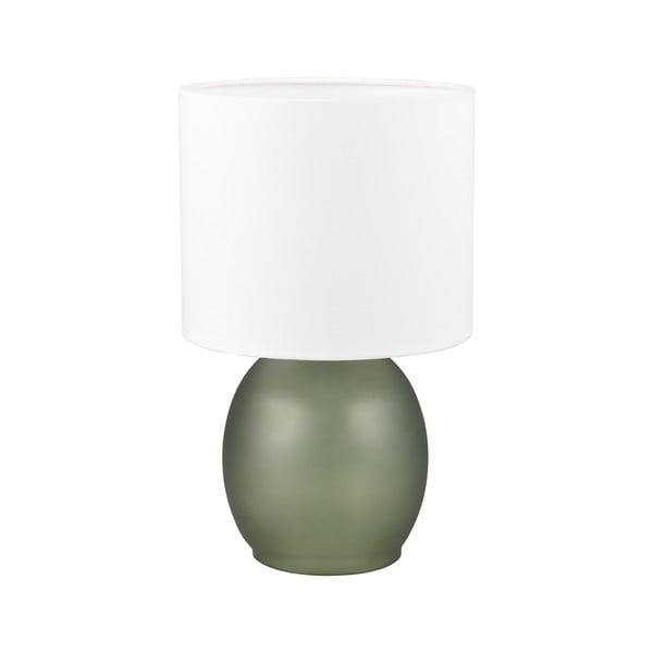 Bílo-zelená stolní lampa s textilním stínidlem (výška 29 cm) Vela – Trio