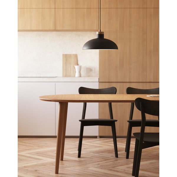 Kulatý rozkládací jídelní stůl v dekoru dubu v přírodní barvě ø 90 cm Oqui – Kave Home-image-2