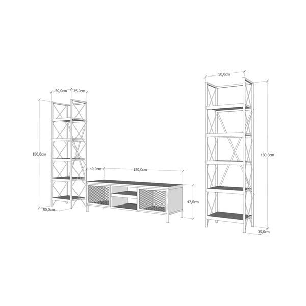 Antracitová/přírodní TV sestava 150x47 cm Maxim – Kalune Design-image-4