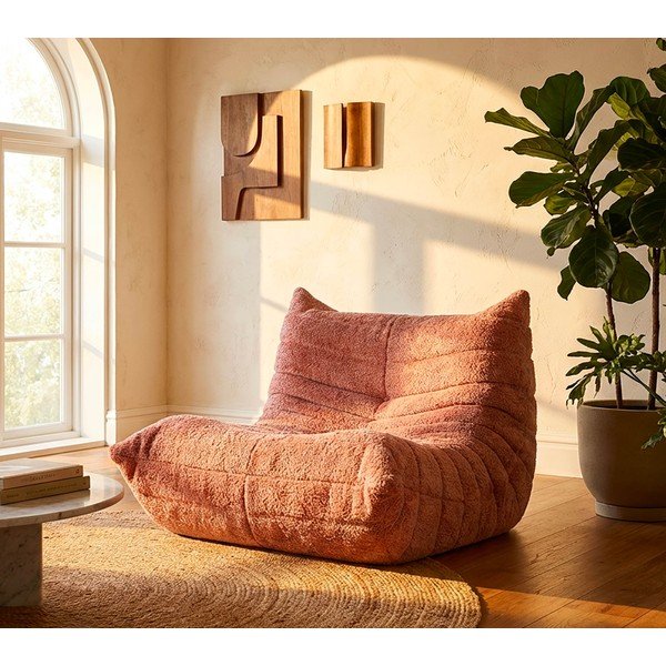 Růžový sedací vak z textilie bouclé Mask – Mauro Ferretti-image-1