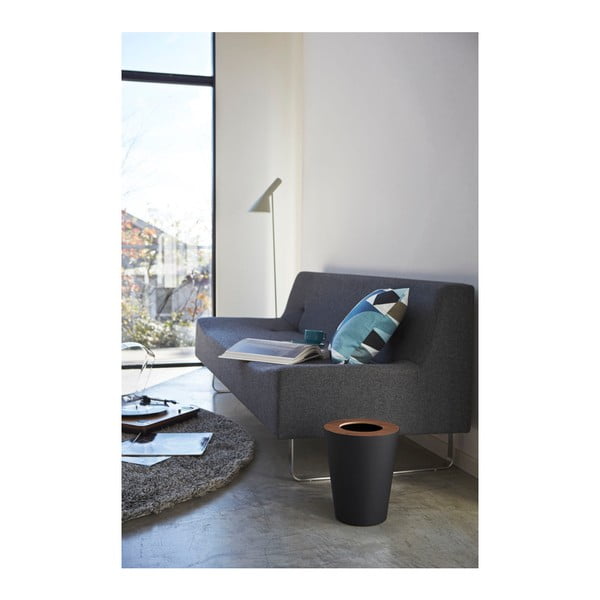 Černý odpadkový koš YAMAZAKI Rin Round-image-1