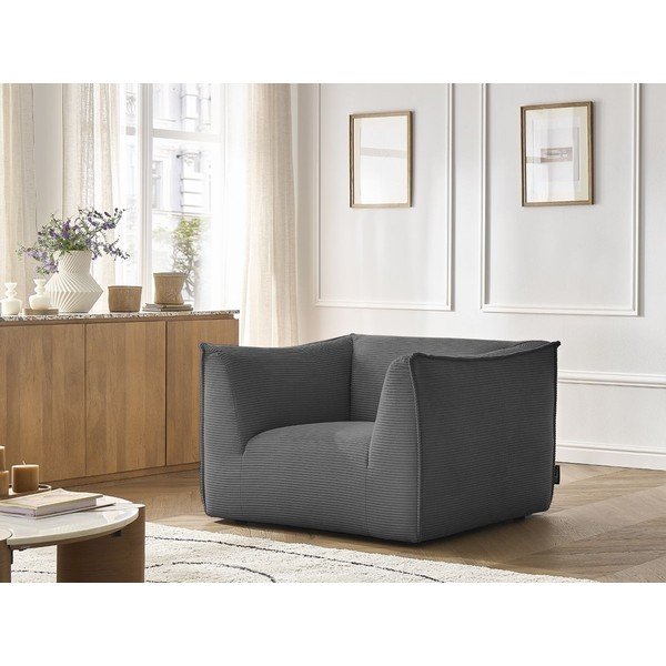 Tmavě šedé manšestrové křeslo Giorgia – Bobochic Paris-image-1