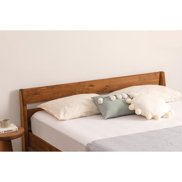 Jednolůžková postel ze smrkového dřeva s roštem v tmavě hnědo-přírodní barvě 90x200 cm Venus – Kalune Design-image-3