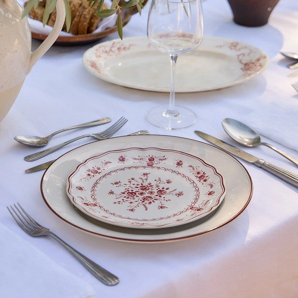 Červený/bílý dezertní  talíř z kameniny ø 21 cm Vila – Costa Nova-image-1