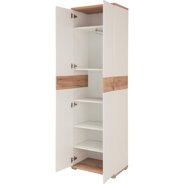 Bílá přírodní šatní skříň v dekoru dubu 59x199 cm Topix – Germania-image-3