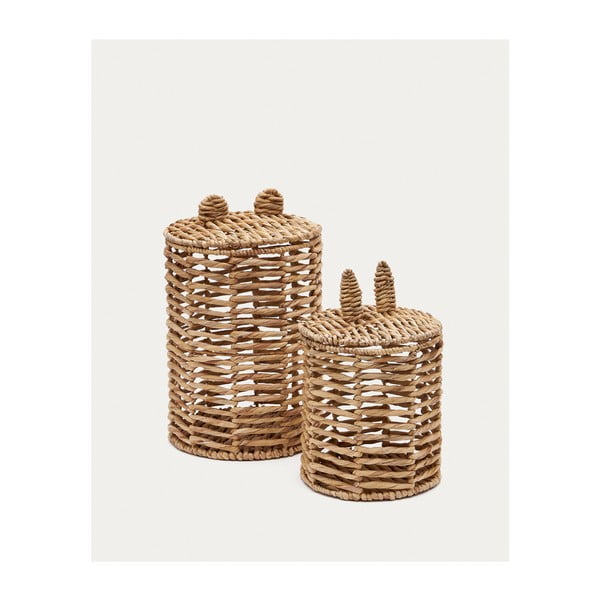 Dětské koše na hračky v sadě 2 ks z vodního hyacintu v přírodní barvě ø 30x50 cm Venezia – Kave Home-image-2