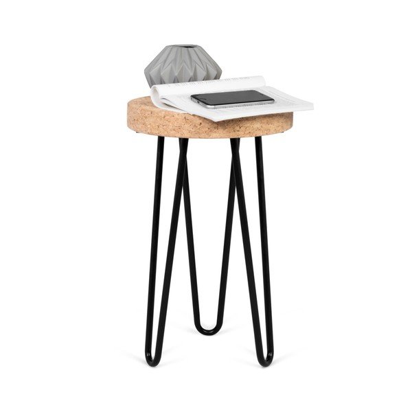 Černý příruční stolek s deskou z korku TemaHome Drum-image-4