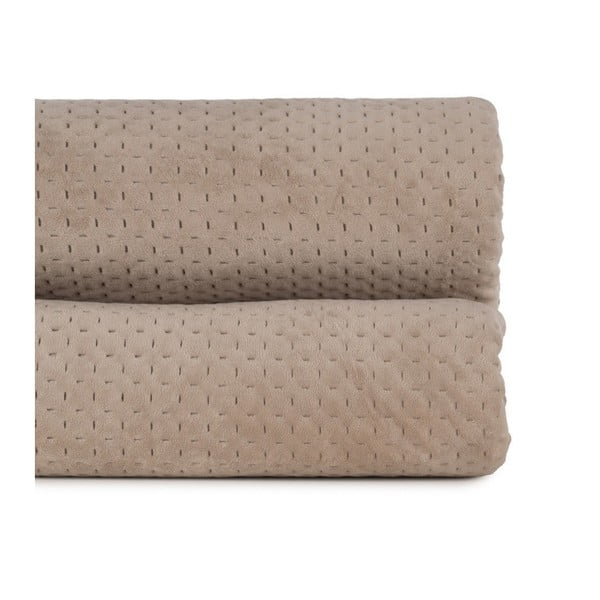 Béžový sametový prošívaný přehoz 240x260 cm – Ixia