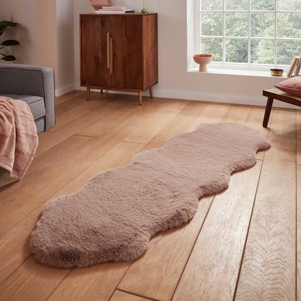 Světle hnědý syntetický běhoun 60x180 cm Super Teddy – Think Rugs-image-1