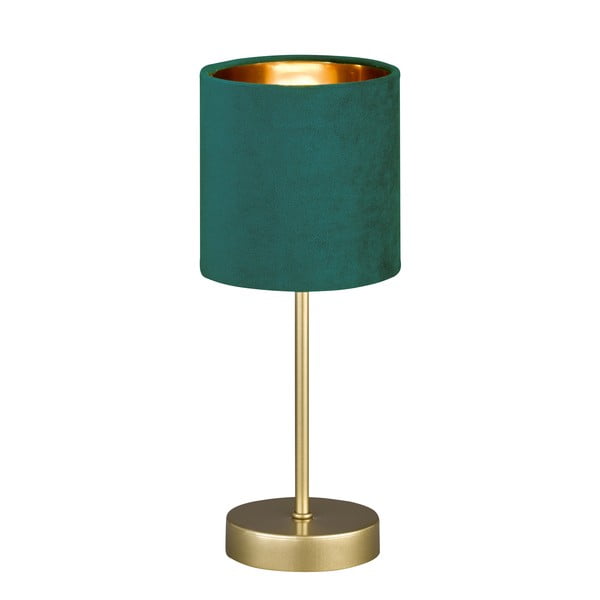 Kovová stolní lampa s textilním stínidlem v zeleno-zlaté barvě (výška 34 cm) Aura – Fischer & Honsel