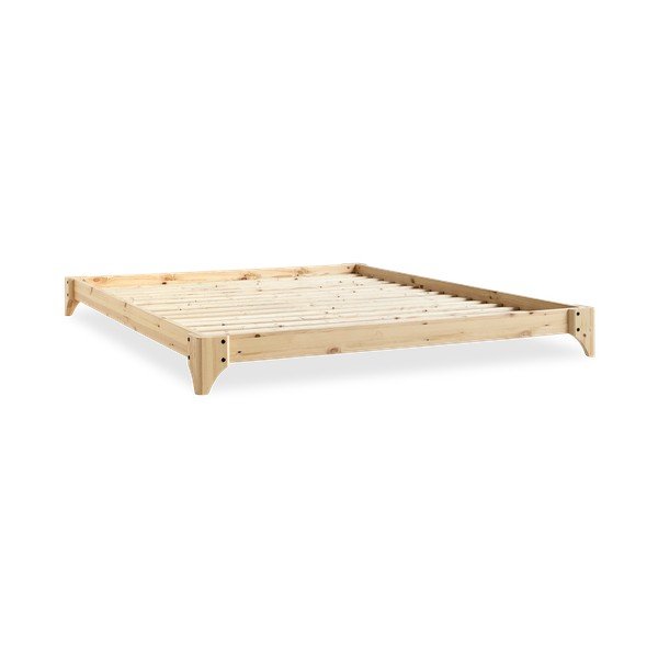 Dvoulůžková postel z borovicového dřeva s matrací Karup Design Elan Comfort Mat Natural Clear/Natural, 140 x 200 cm-image-3