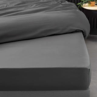 Antracitové napínací prostěradlo z bavlněného perkálu 180x200 cm Percaline – douceur d'intérieur