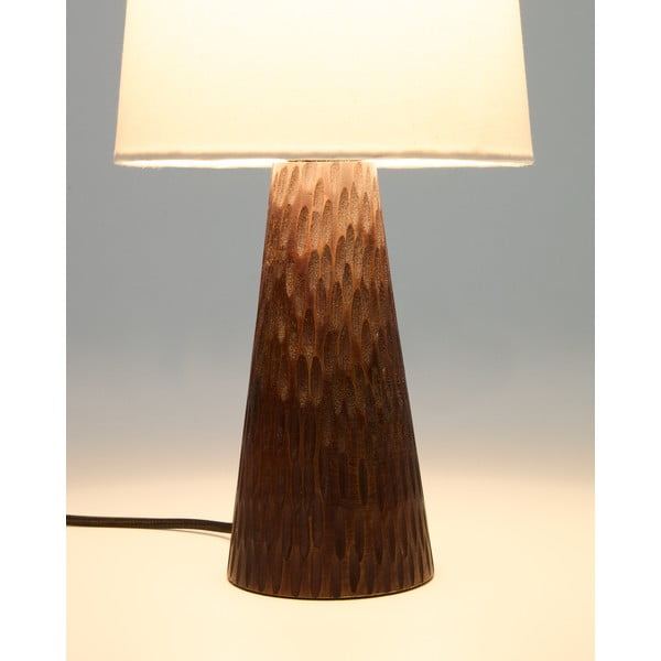 Bílá/tmavě hnědá stolní lampa s textilním stínidlem (výška 50 cm) Amire – Kave Home-image-2