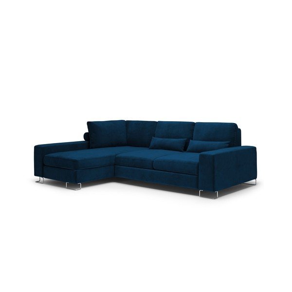 Královsky modrá rozkládací rohová pohovka se sametovým potahem Windsor & Co Sofas Diane, levý roh-image-3