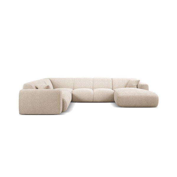 Béžová rohová pohovka z textilie bouclé (do "U") Molino – Micadoni -image-1
