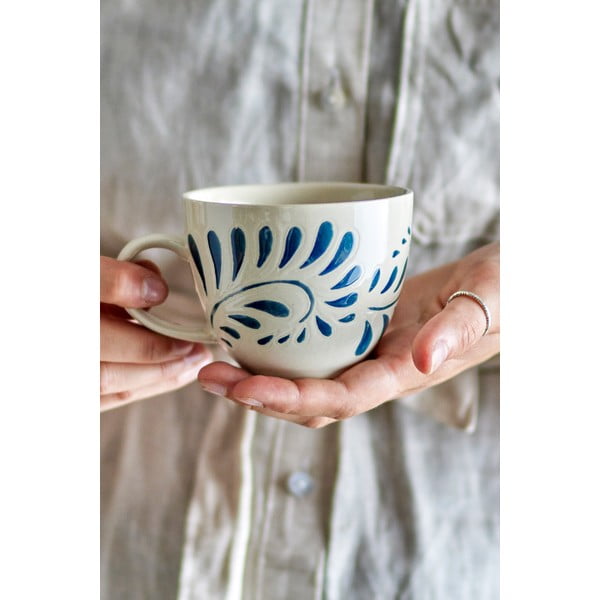 Bílo-modrý hrnek z kameniny 240 ml Heikki – Bloomingville-image-2