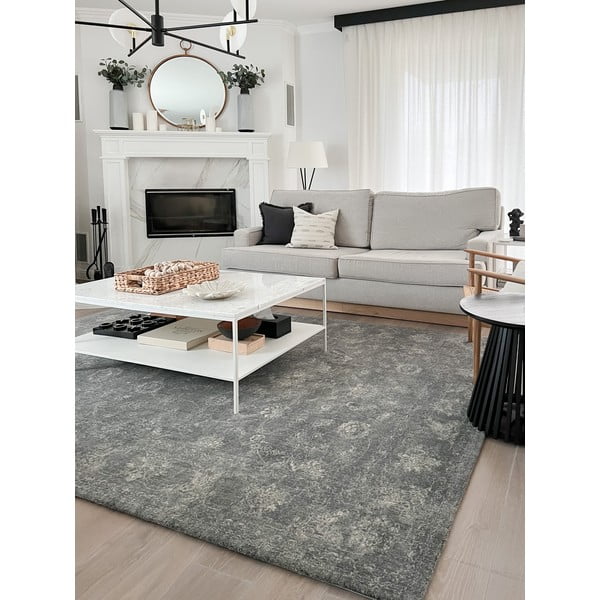 Šedý vlněný koberec 230x340 cm Calisia Vintage Flora – Agnella-image-3