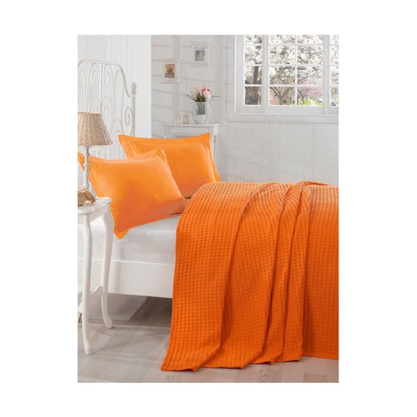 Oranžový lehký přehoz přes postel Boya, 200 x 235 cm