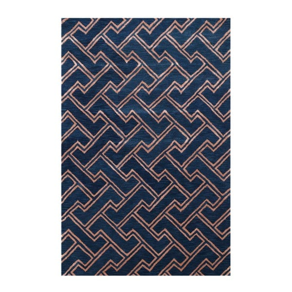 Ručně tuftovaný modrý koberec Bakero Stapples, 153 x 244 cm