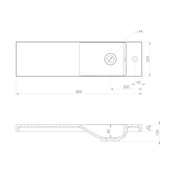 Bílé umyvadlo z litého mramoru 80x22 cm Agos – Sapho-image-4
