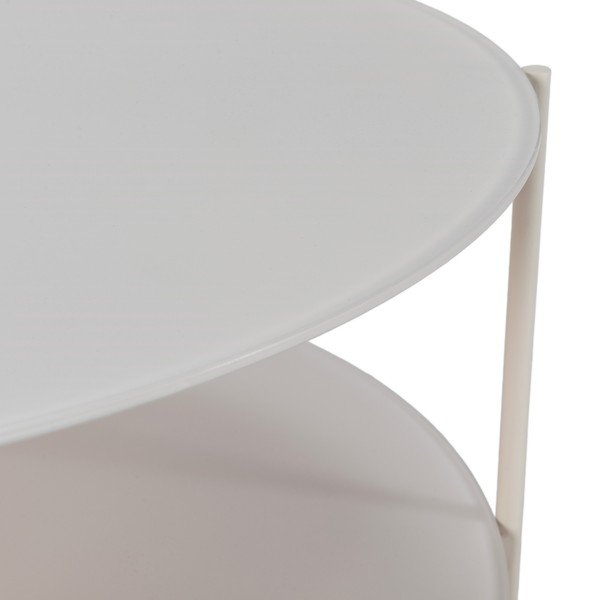 Krémový kulatý konferenční stolek se skleněnou deskou ø 83 cm Davi – MOME-image-4