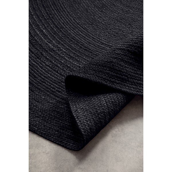 Černý oboustranný/ručně tkaný jutový kulatý koberec ø 140 cm Braided  – Hanse Home-image-3