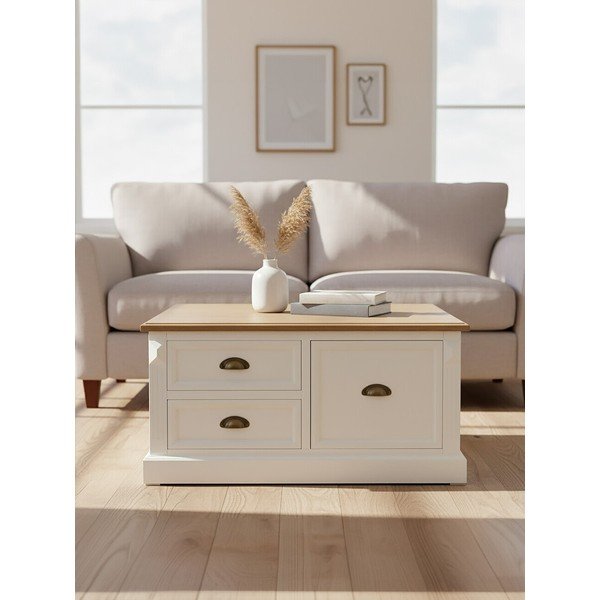 Bílý konferenční stolek v dekoru jedle 90x90 cm Hardwick – Premier Housewares-image-4