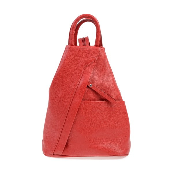 Červený kožený batoh Carla Ferreri Emilia