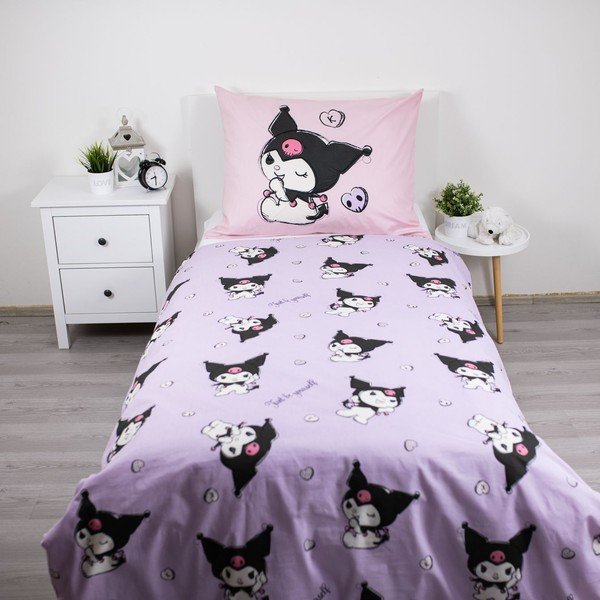 Růžové bavlněné dětské povlečení na jednolůžko 140x200 cm Hello Kitty "Kuromi" – Jerry Fabrics-image-2