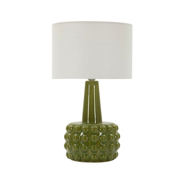 Bílá/zelená keramická stolní lampa s textilním stínidlem (výška 51,5 cm) Gress – Mauro Ferretti