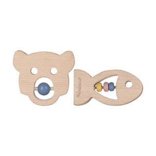 Sada 2 dřevěných kousátek s chrastítkem Kindsgut Ring