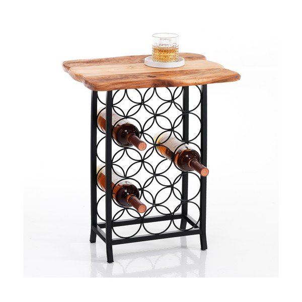 Kovový regál na víno v černo-přírodní barvě počet lahví 15 46x56x35,5 cm Ras – Tomasucci-image-1