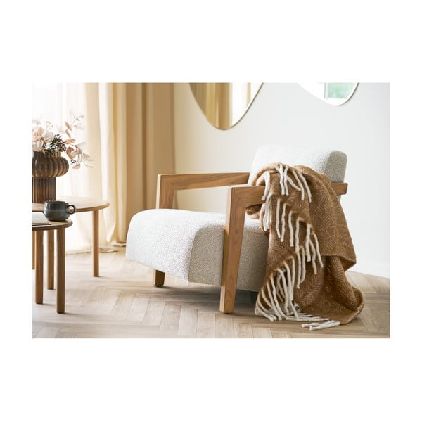 Světle hnědá deka s příměsí vlny 130x170 cm Carmel – House Nordic-image-1