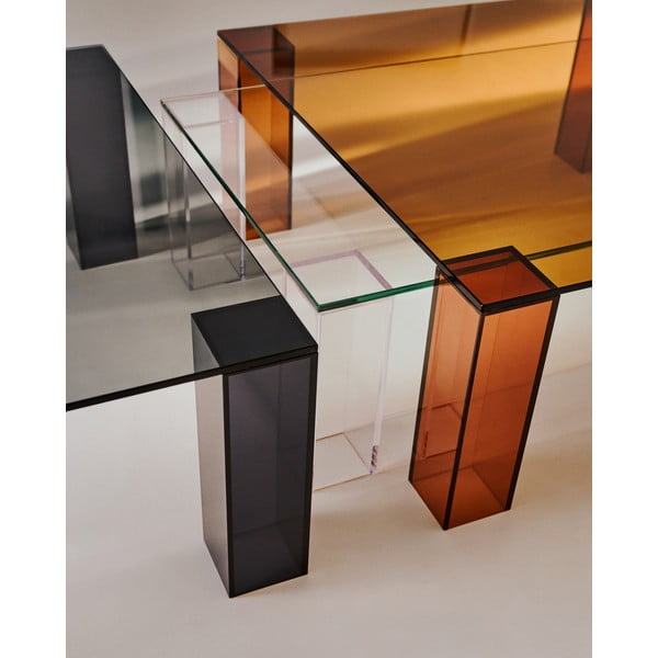 Tmavě šedý skleněný konferenční stolek 60x140 cm Adularia – Kave Home-image-2