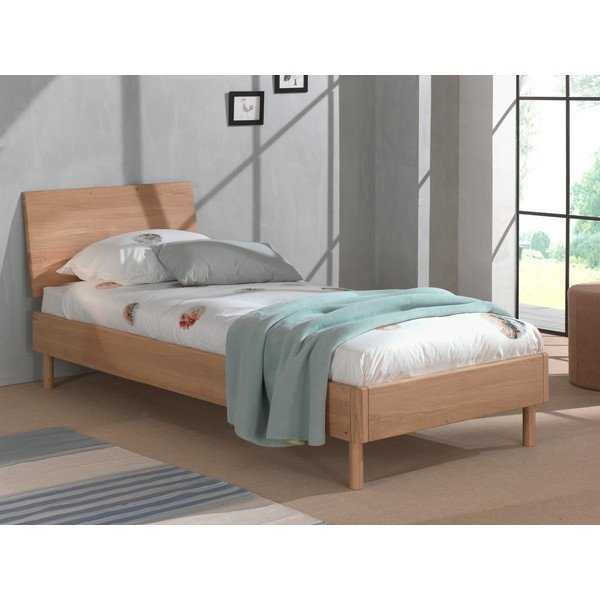 Jednolůžková postel z dubového dřeva s roštem 90x200 cm v přírodní barvě Forrest – Vipack-image-1