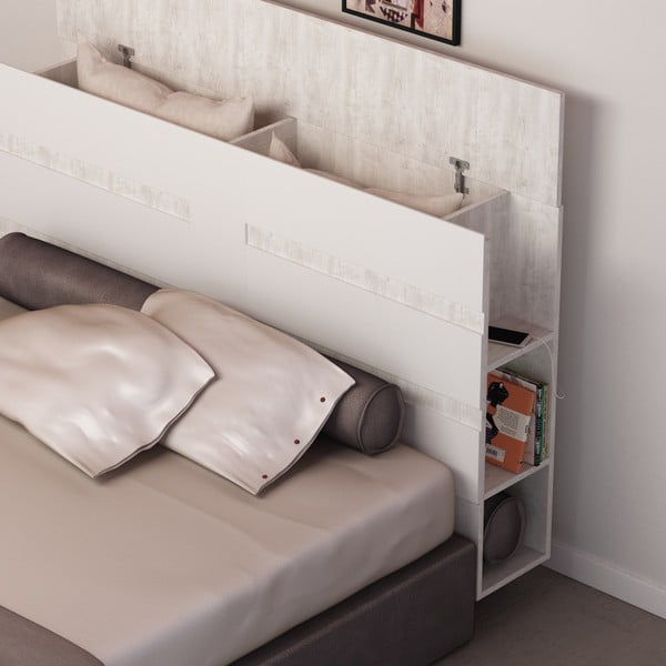 Bílé čelo postele s úložným prostorem Homitis Eddo-image-3